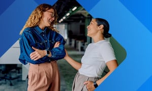 Happy work friends having a laugh