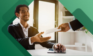 Employee getting backpay check