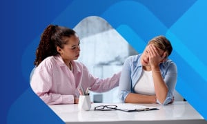 Bereaved employee talking to manager
