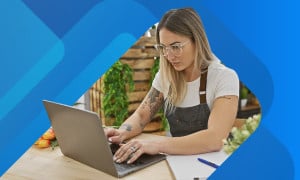 Small business owner using paychex