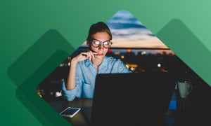 Woman working late 