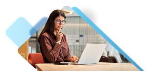 Business woman comparing HR software