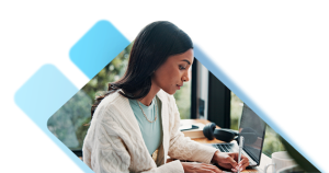Woman filing payroll