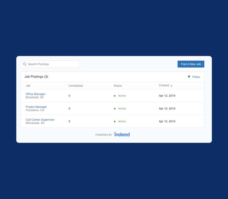 Post job listings and view candidates right from our all-in-one HR platform