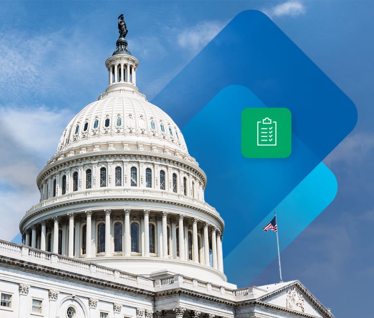 A capital building next to an FAQ icon representing SECURE Act FAQs