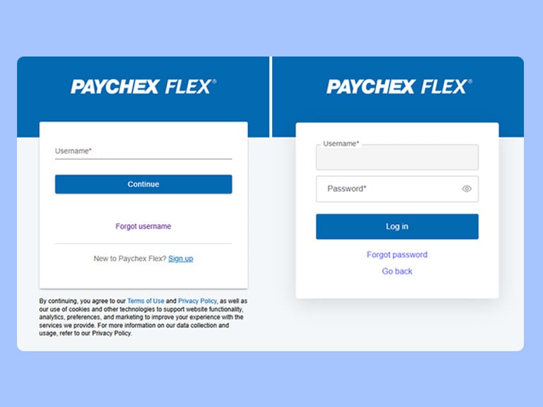 Capturas de pantalla de nombre de usuario y contraseña