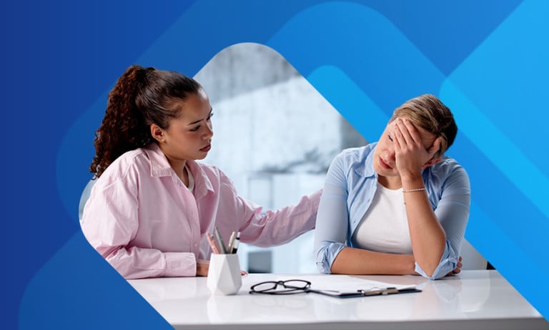 Bereaved employee talking to manager