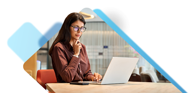 Business woman comparing HR software