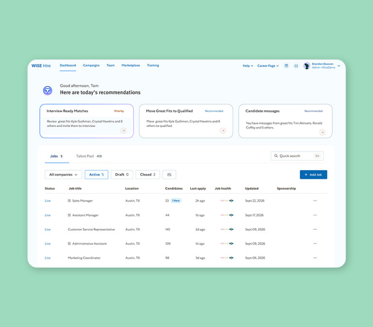 HR features powered by WISE