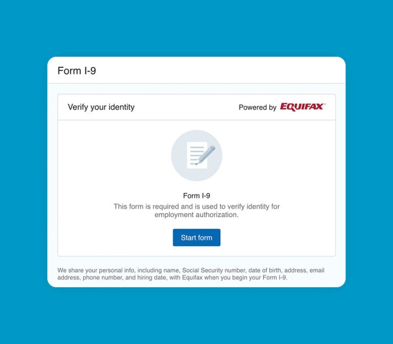 Form I-9 to verify identity for employment