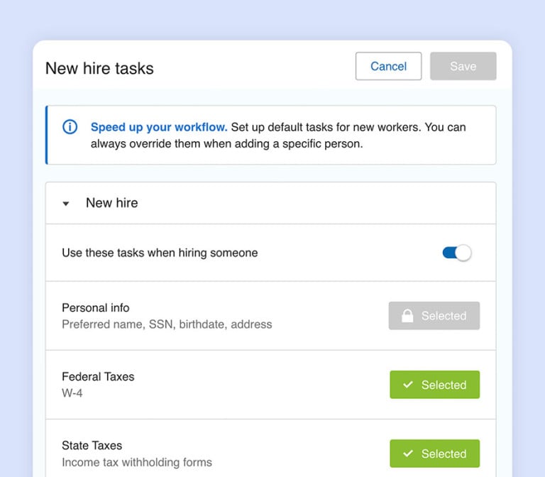 Onboarding tasks for new hires
