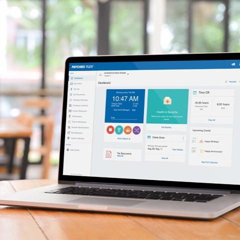 View of Paychex flex dashboard on a laptop