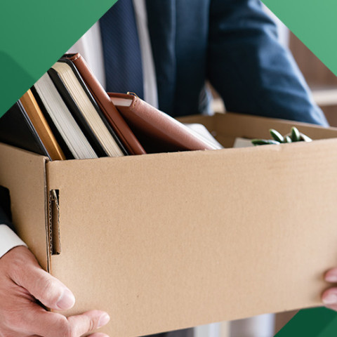 Employee packing up their things