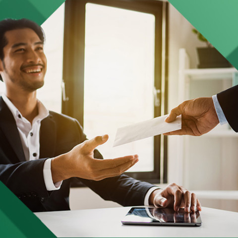 Employee getting backpay check