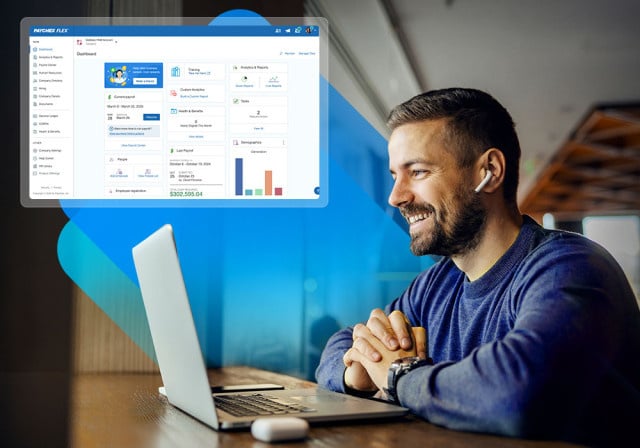 A business owner looking at Paychex Flex 