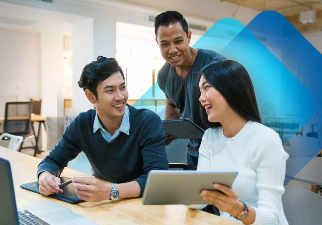 Employees talking to each other