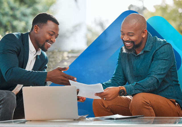 An HR consultant giving information to a business owner