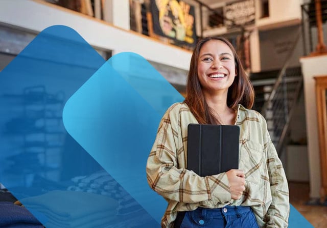 Retail worker holding tablet