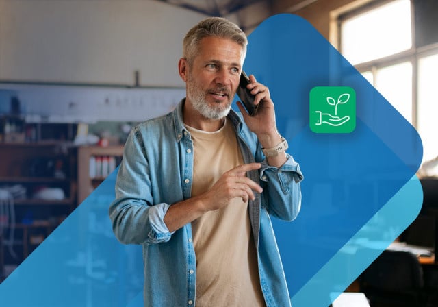 A small business owner on the phone