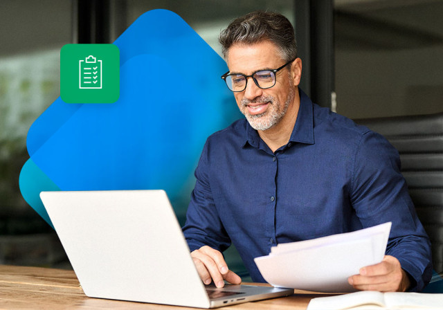 An accountant looking at tax forms