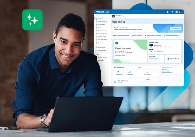 A business owner taking advantage of AI features within Paychex Flex
