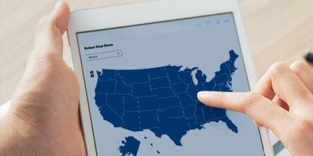 Uso de un mapa interactivo para encontrar información específica para su estado