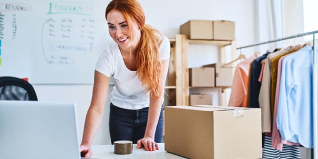 A startup business person using a computer