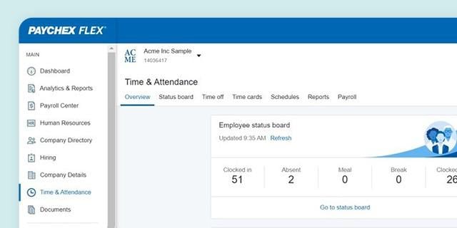 Time and Attendance hub screenshot