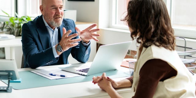 An accountant working with his client