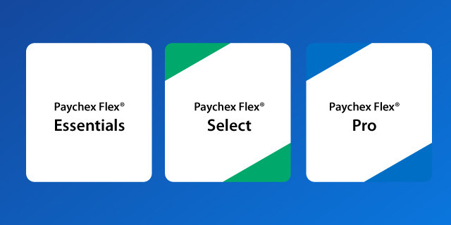 Three Paychex Flex payroll packages to choose from, Essentials, Select and Pro