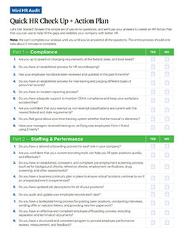 Quick HR Check Up and Action Plan Sheet