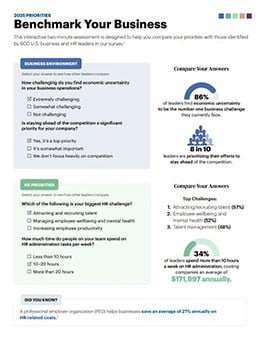 Assessment for benchmarking your business priorities
