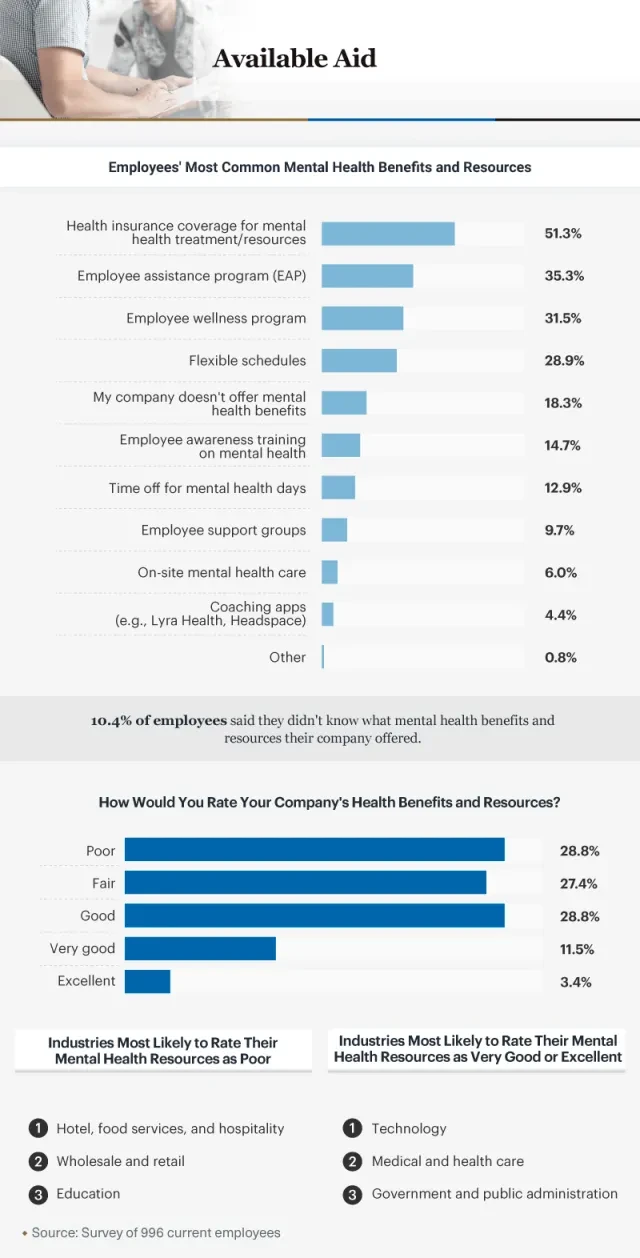 Infographic showing employees most common health benefits and resources