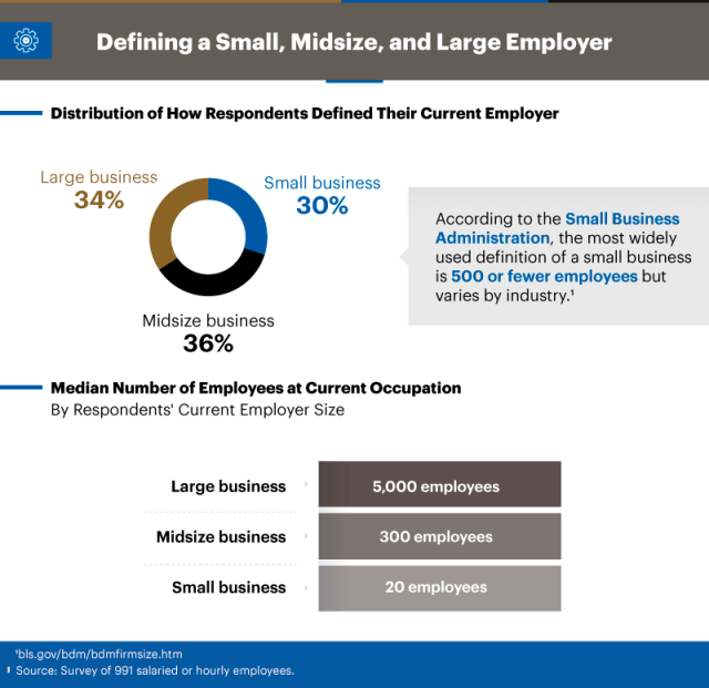 Infographic showing distribution of how respondents defined their current employer