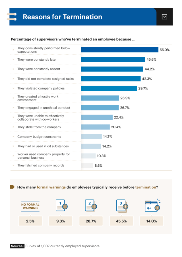 Infographic showing reasons for termination