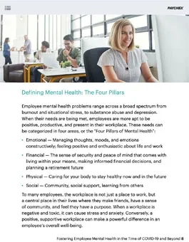 A third page in the guide to workplace mental health