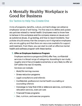 A fourth page in the guide to workplace mental health