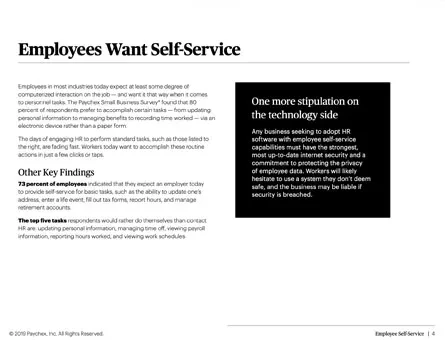 A third page in the guide about employee self-service