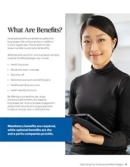 preview image of the "optimizing your employee benefits package" guide