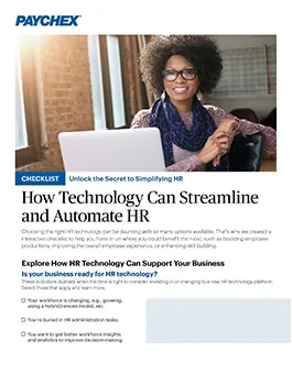 first page of the hr technology checklist