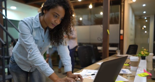 woman working on laptop