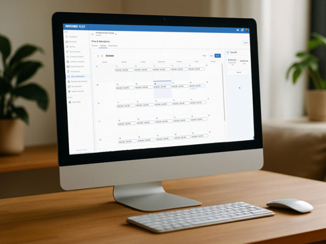 Time off management aspect of Paychex Flex, shown on a desktop computer