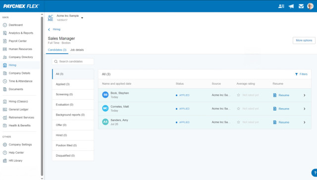 All in one hiring and HR platform with Paychex Flex