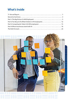Document preview displaying table of contents section titles "What's Inside" in blue text
