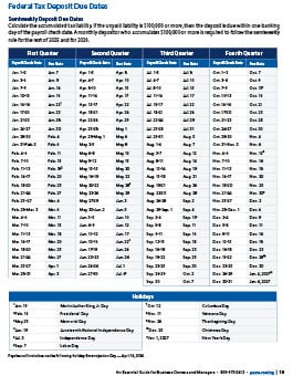 Federal Tax Deposit Due Dates
