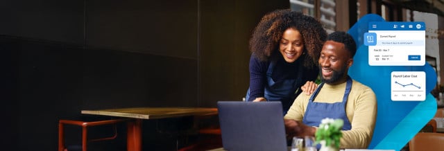 Business owners using Paychex Flex to run payroll and HR
