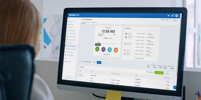 An employee tracking time with Paychex Flex Time Essentials