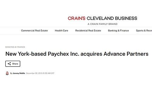 Paychex acquires Advance Partners