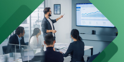 Earnings meeting in an office