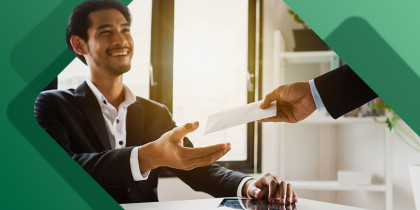 Employee getting backpay check